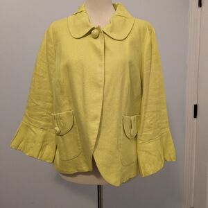 J. Crew linen chartreuse swing jacket size 10